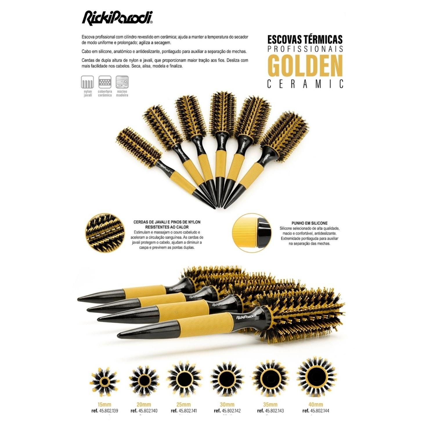 Escova Circular Térmica Golden Ceramic 20MM