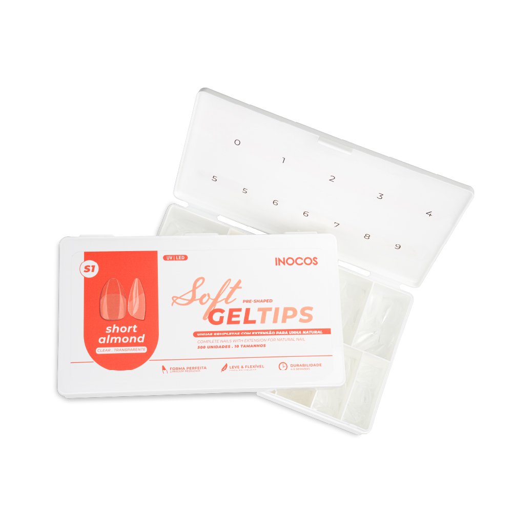 Soft Gel Tips Short Almond (S1) - 500un - Inocos