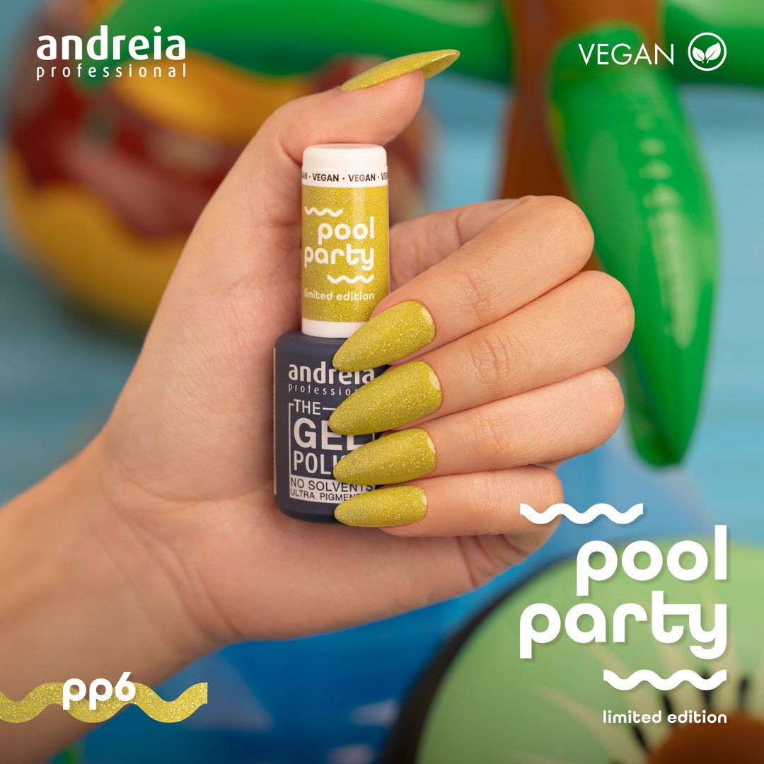 The Gel Polish Coleção Pool Party Pp6 Verde Glitter Holográfico 10,5Ml - Andreia