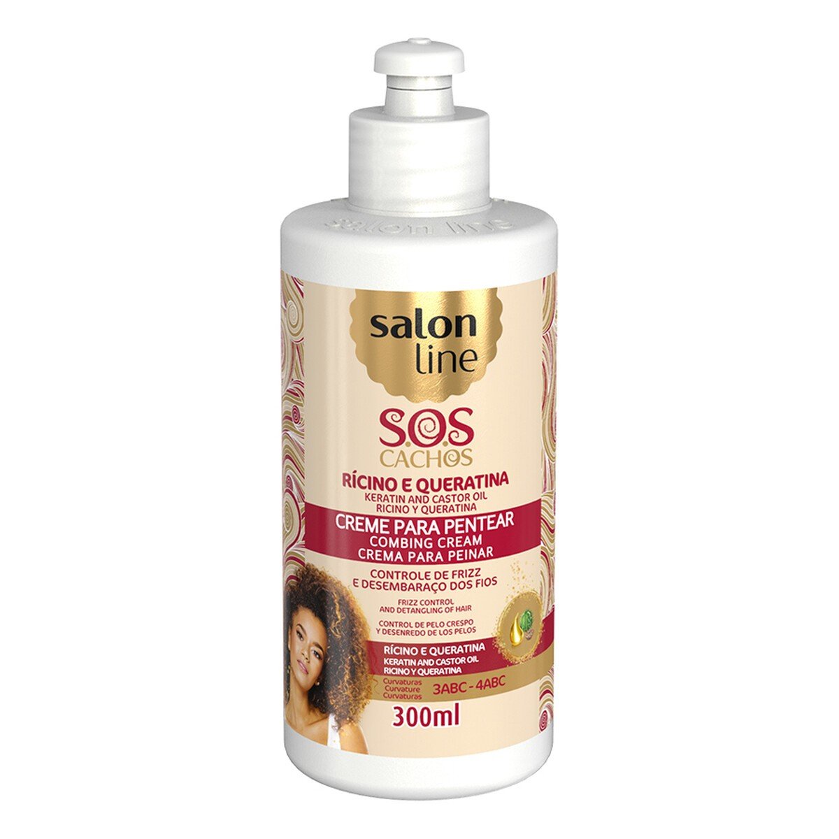 Creme Para Pentear Sos Cachos Rícino E Queratina Salon Line 300ml