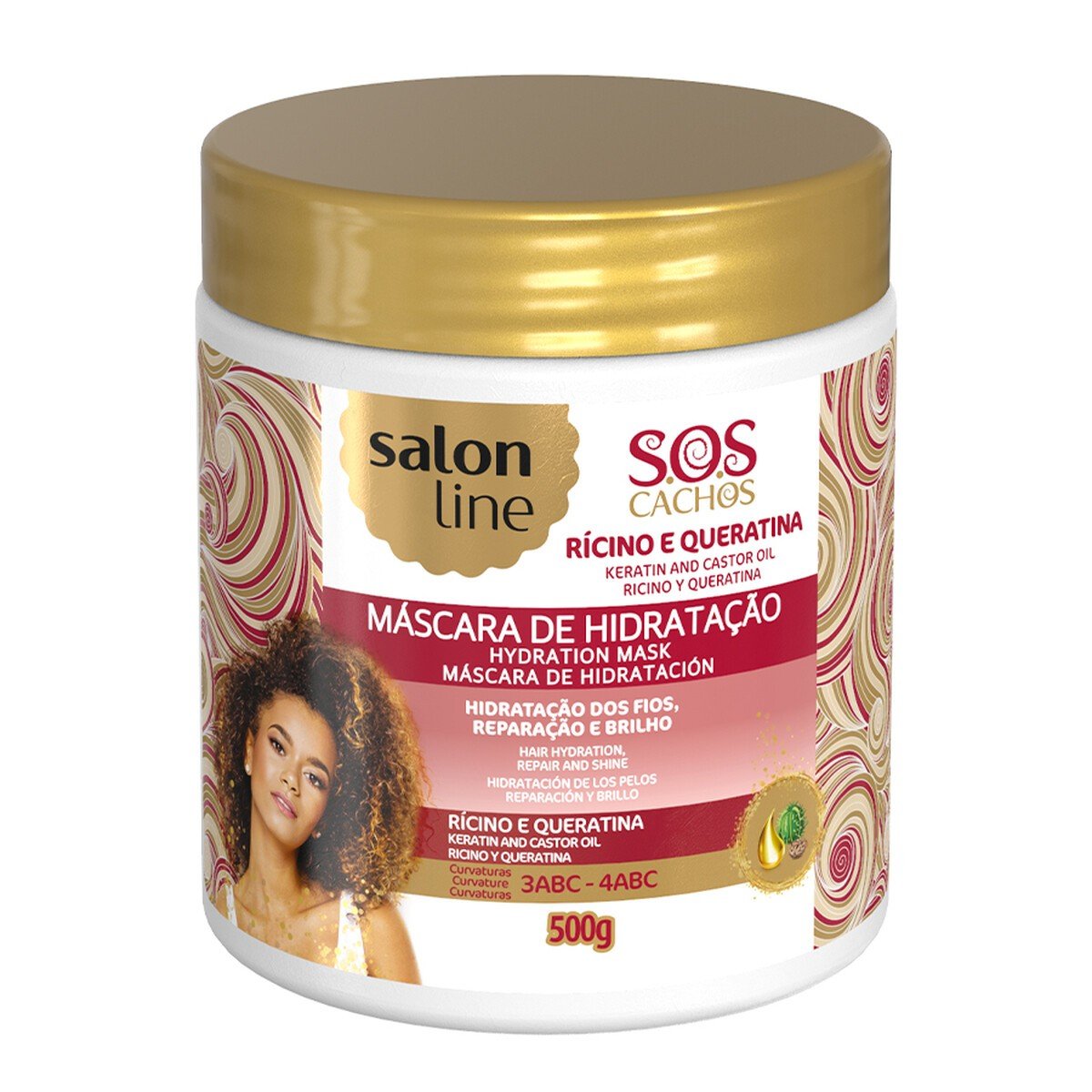 Máscara De Hidratação Sos Cachos Rícino E Queratina Salon Line 500g