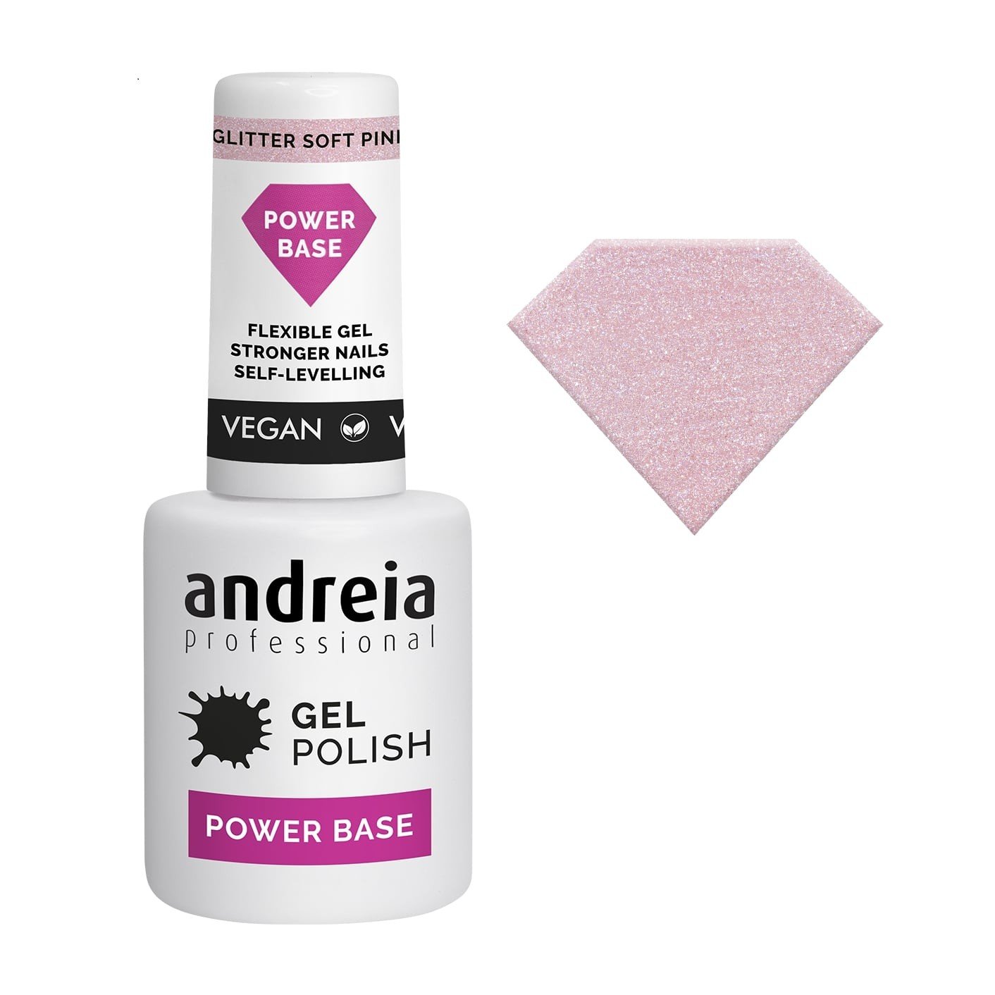 Power Base Glitter Soft Pink 10.5ml Andreia