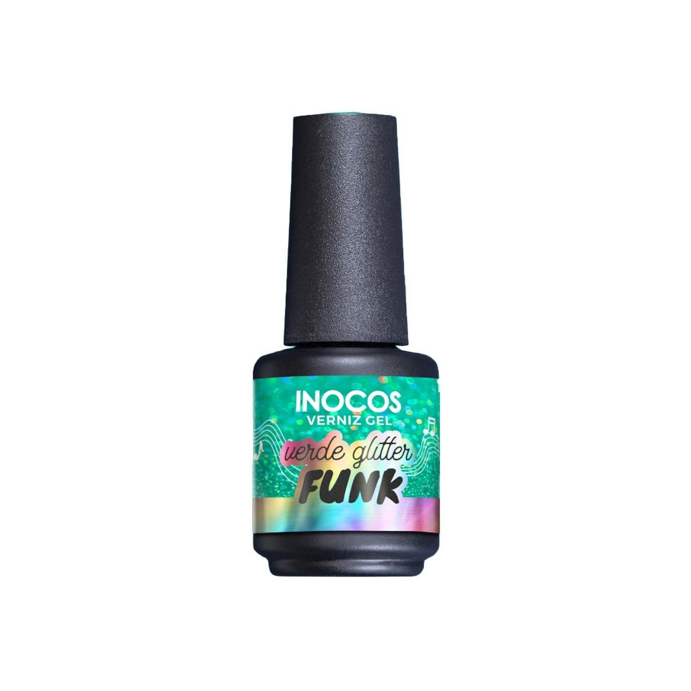 Verniz Gel Festival Verão Verde Glitter Funk 15Ml - Inocos