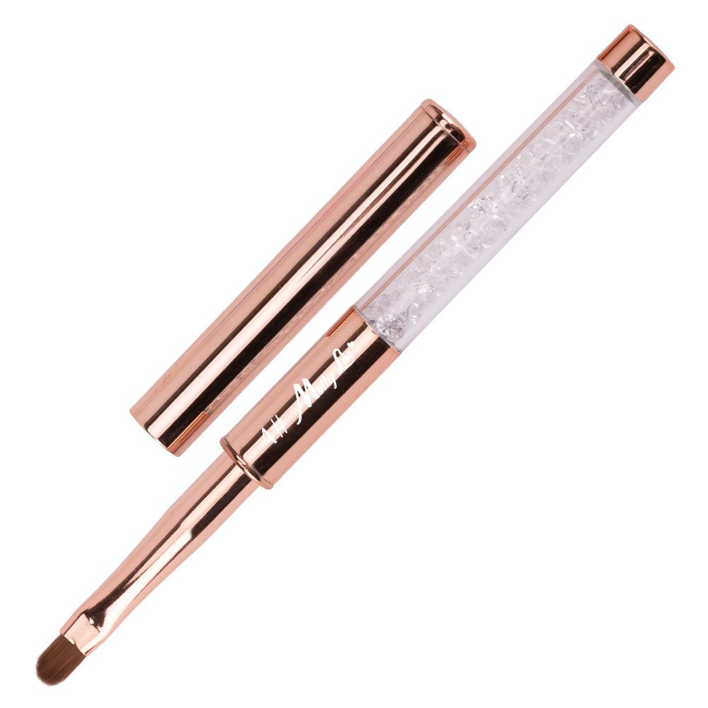 Pincel De Gel Dourado Com Zircões, Oval Mollylac Nº 4