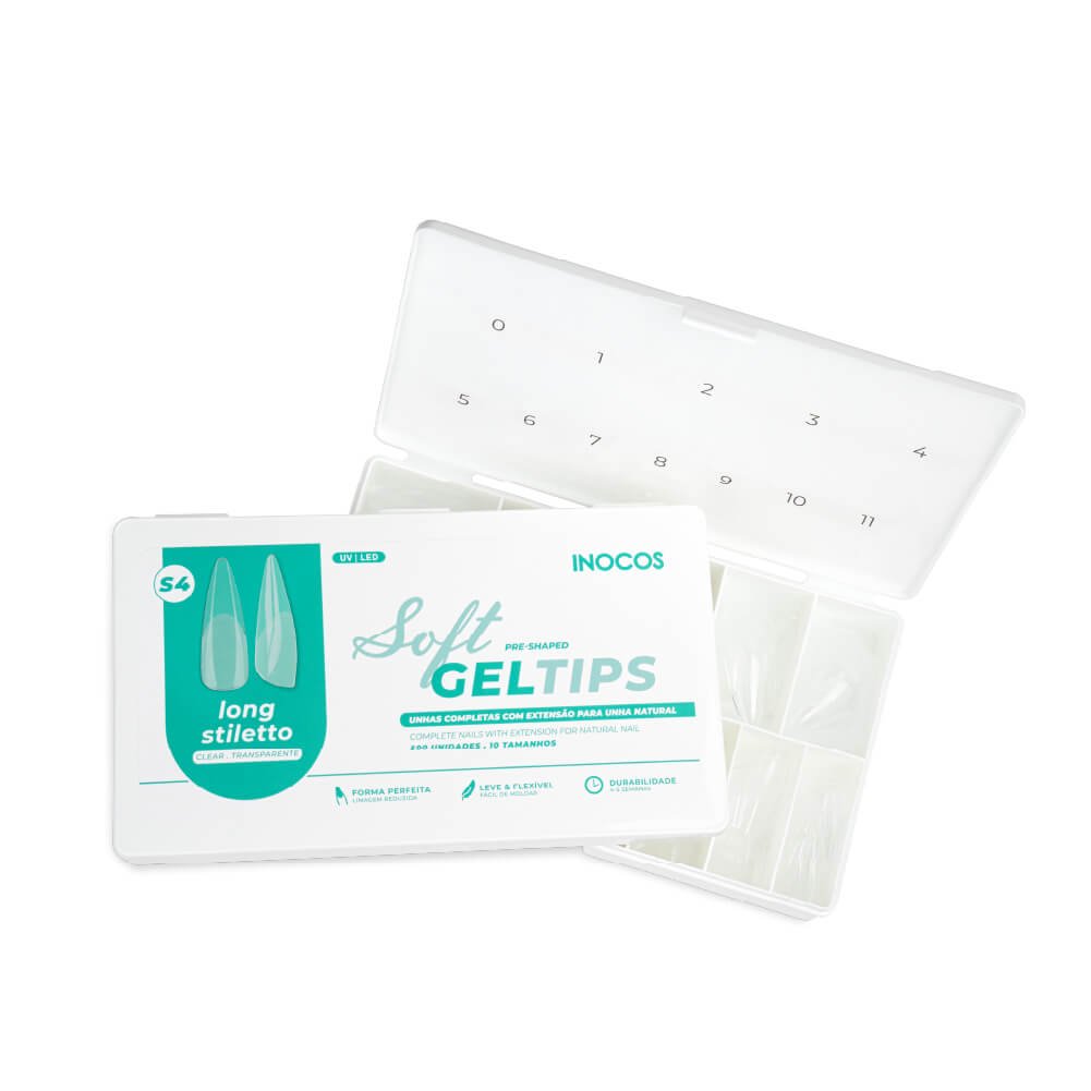 Soft Gel Tips Long Stiletto (S4) - 500 Un - Inocos