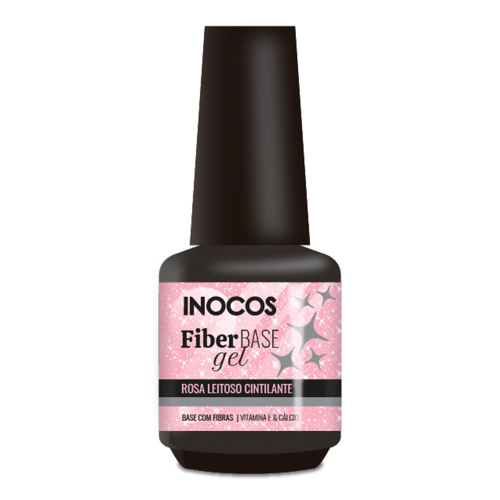 Base Fiber Gel Rosa Leitoso Cintilante 15Ml Inocos