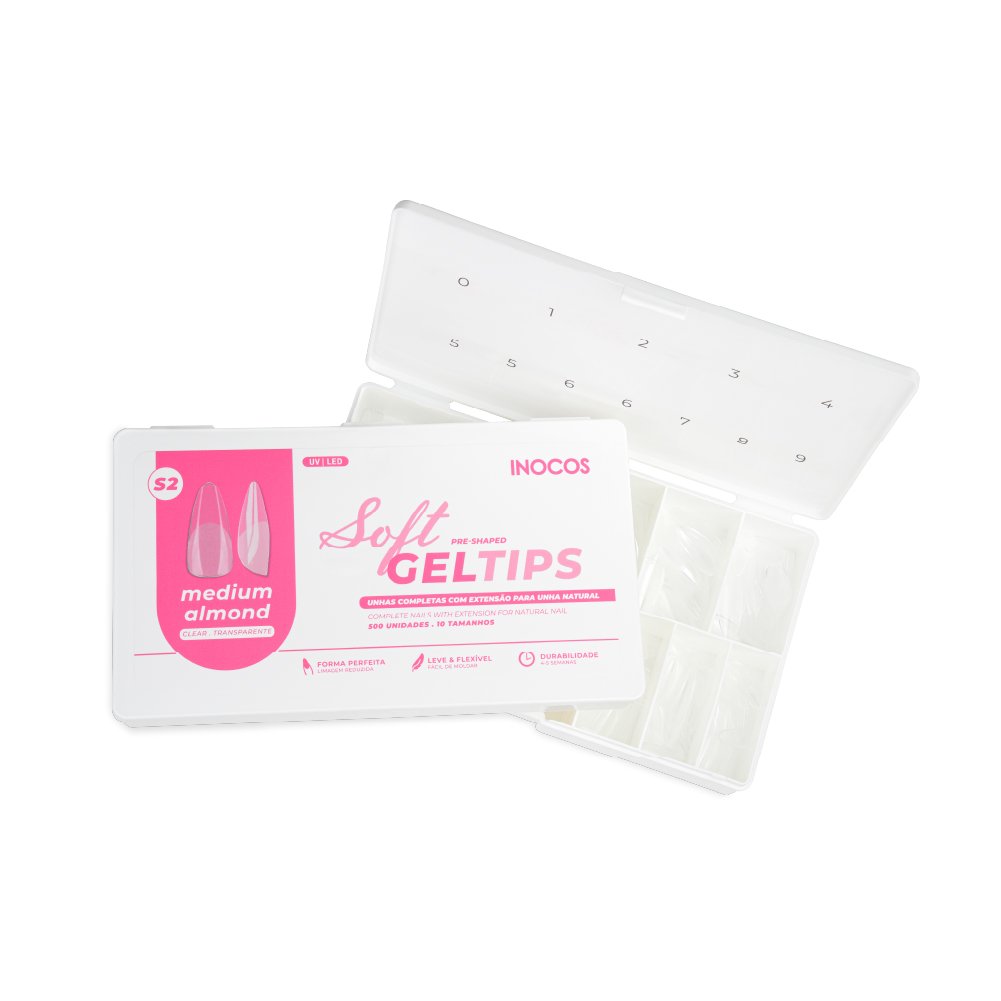 Soft Gel Tips Medium Almond (S2) 500Un - Inocos