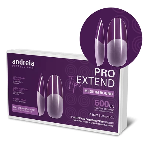 Pro Extend Tips Extensões De Unhas Medium Round Formato Round 600Un - Andreia
