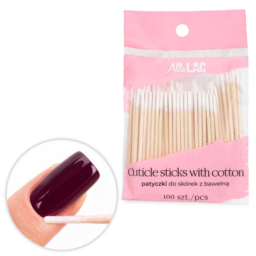 Palitos De Madeira Com Pontas De Algodão Para Unhas - 100 Unidades