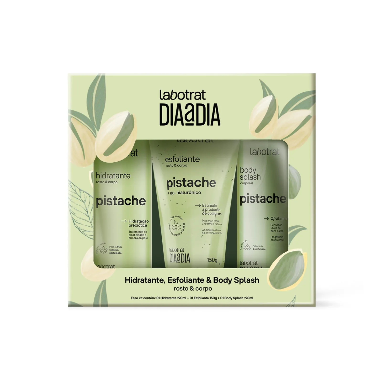 Labotrat Dia a Dia Pack Pistache — Hidratante, Esfoliante & Body Splash